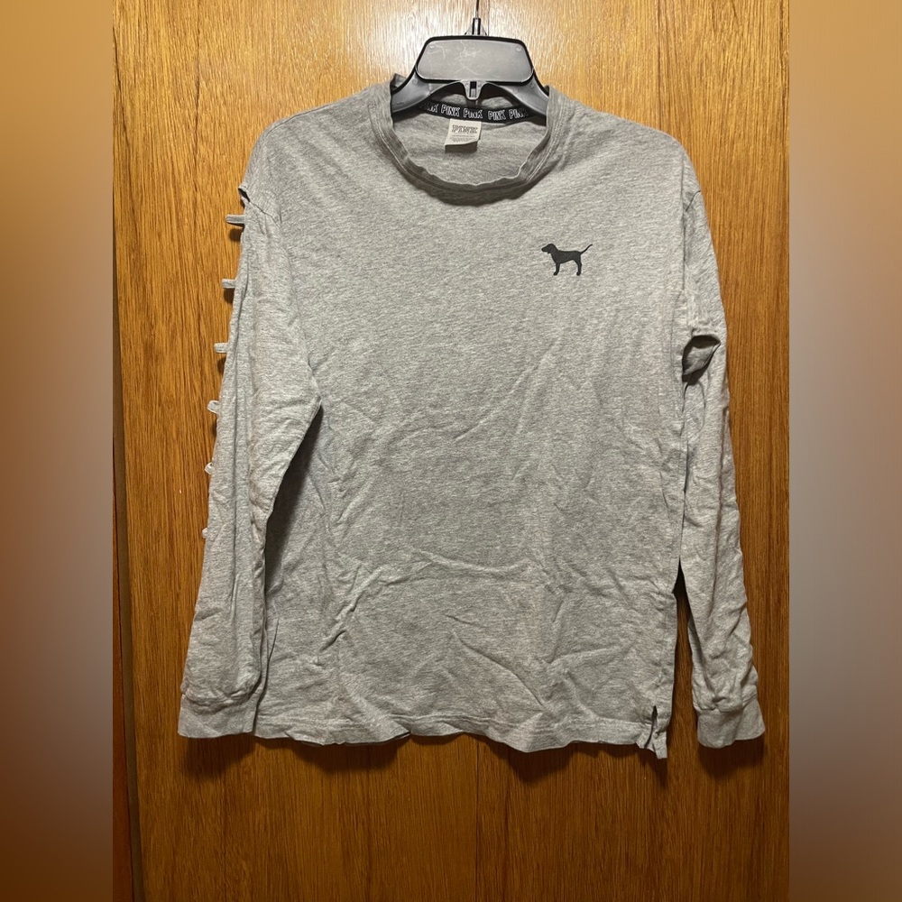 Grey cut out PINK top